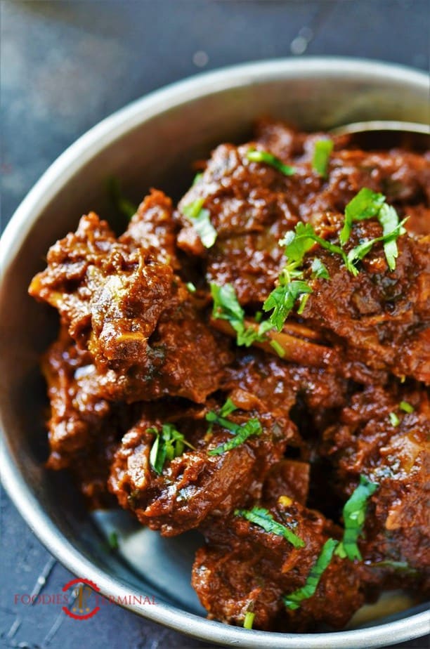 Bhuna Gosht recipe Indian Dhaba style in a plate