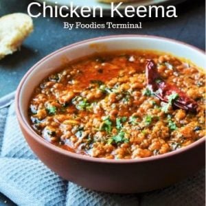 Chicken Keema recipe garnished with cilantro in a bowl