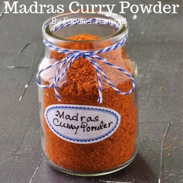 Madras Curry powder in a clear glass jar