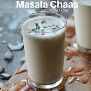 Masala Chaas in a transparent glass