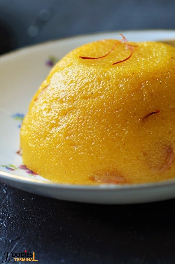 Mango semolina kesari recipe cooked in ghee