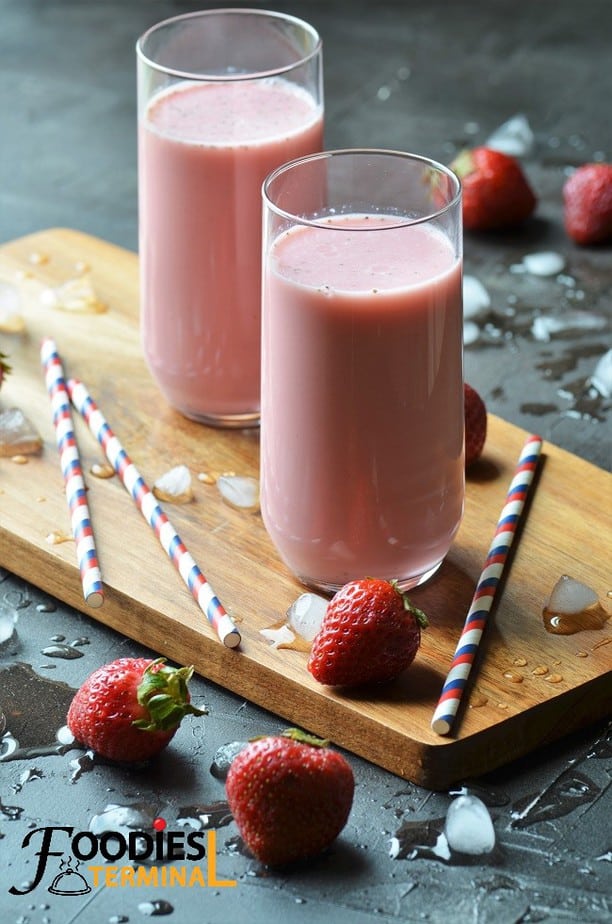 Refreshing Strawberry Lassi - Piping Pot Curry