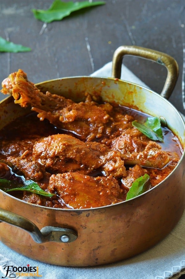 Chicken Madras recipe in a copper pot
