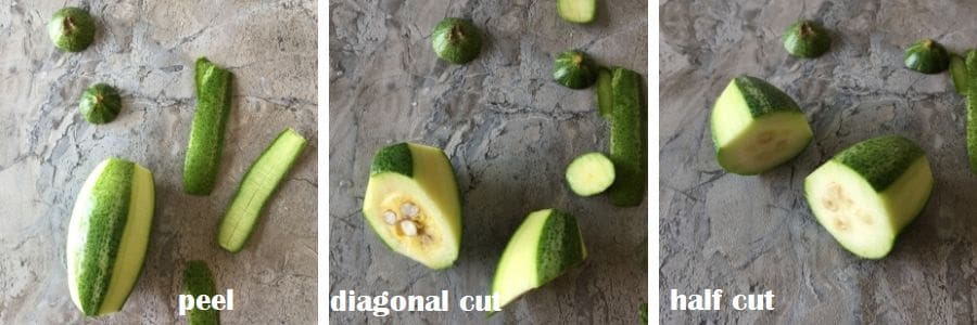 Peeling and cutting Parwal for Aloo parwal curry recipe