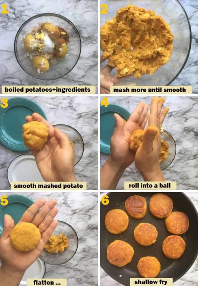 Making the potato patties step by step pics