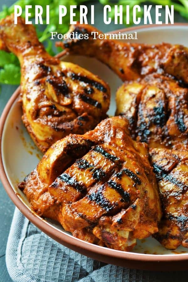 Portuguese peri peri chicken made with thighs & drumsticks