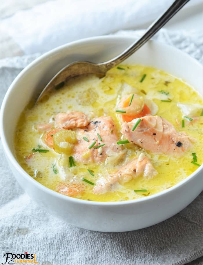 Easy Salmon Chowder recipe made in Instant pot 