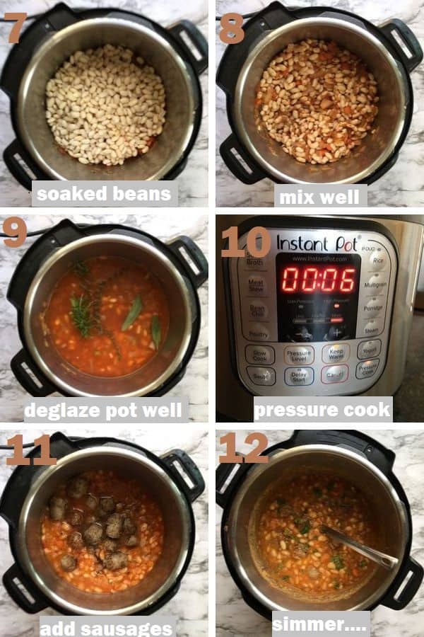 White beans and sausage steps with pictures