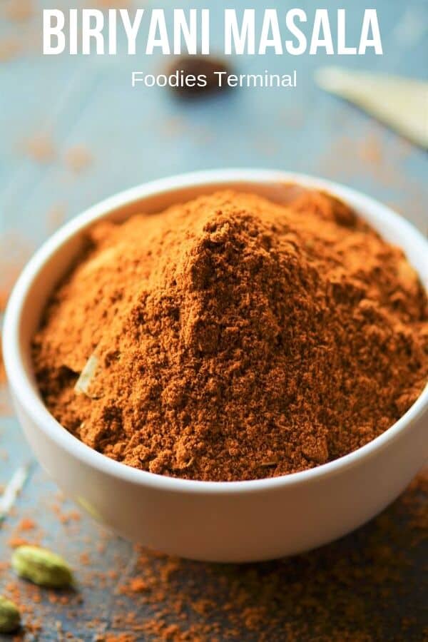 Biryani Masala Powder for chicken Biryani in a small pot