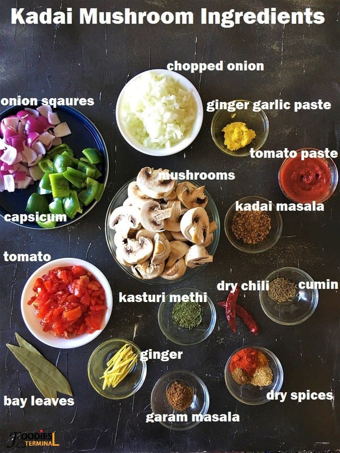 Indian Kadai Mushroom recipe Ingredients