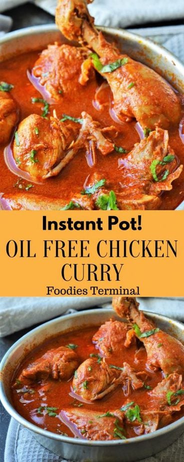 Oil Free Chicken curry made in Instant Pot
