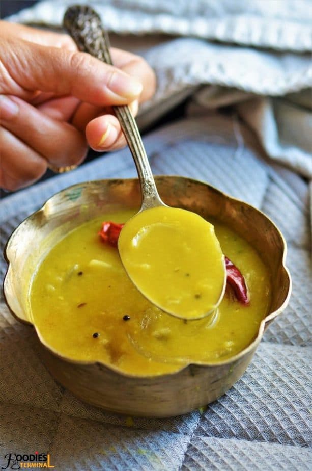 Masoor dal bengali style in a spoon