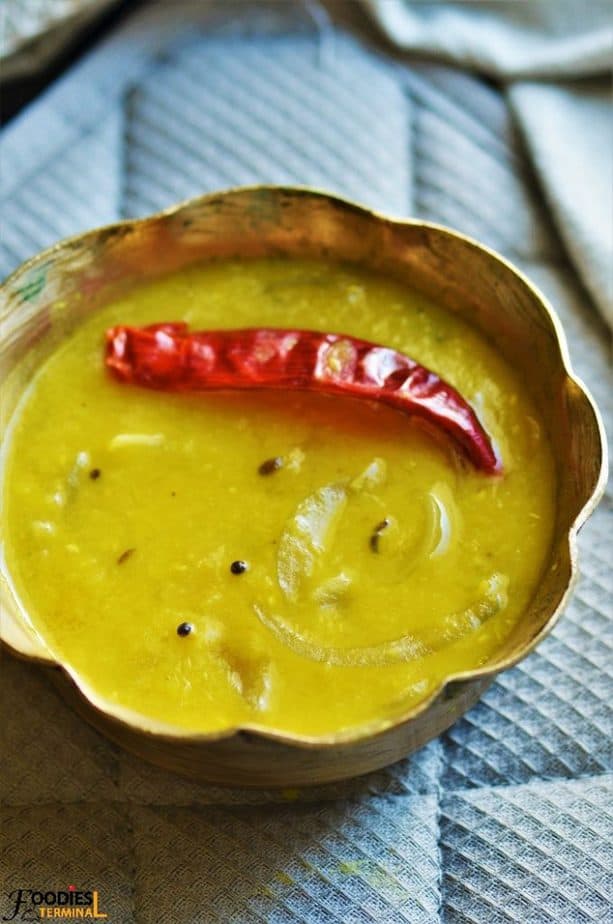 Bengali Masoor dal recipe with onion tadka