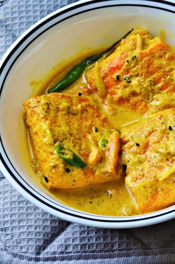 Shorshe Salmon made with mustard Bengali style