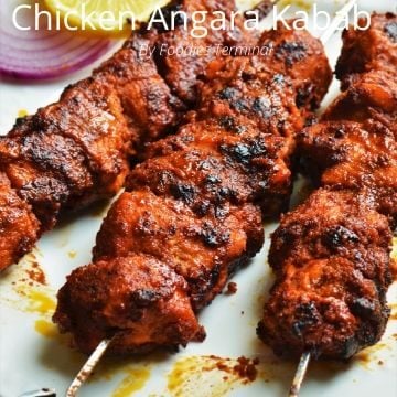 Chicken Angara Kabab served in a white plate