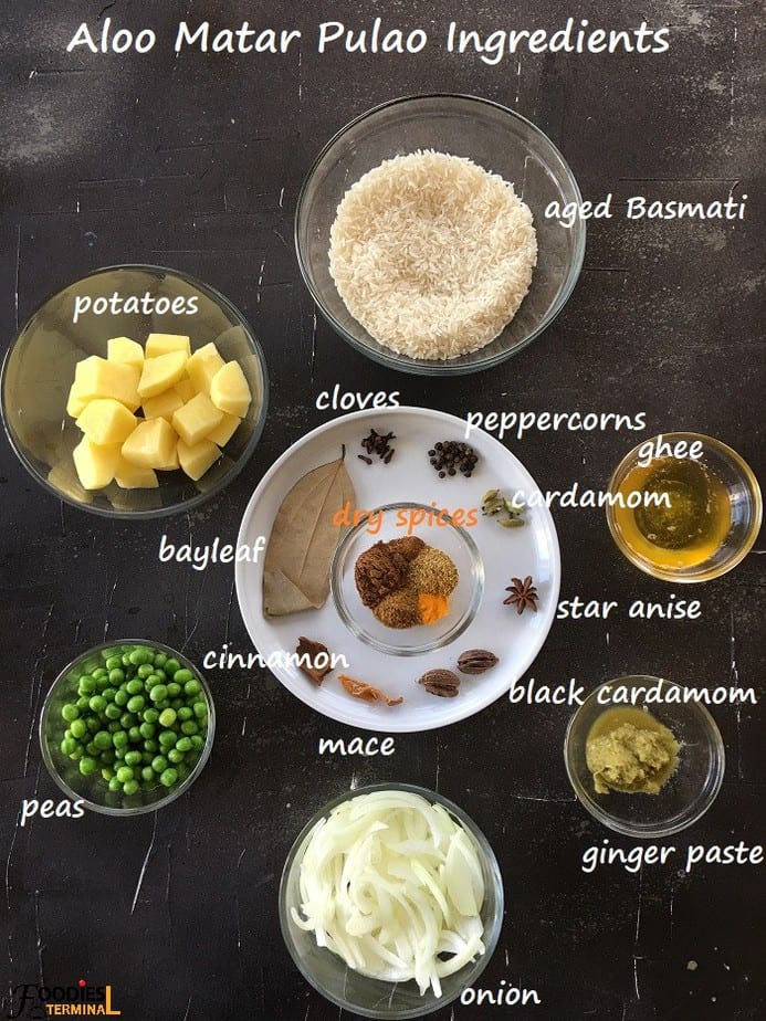 Aloo Matar Pulav ingredients