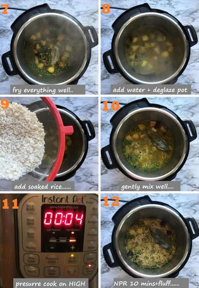 how to make aloo matar pulao in instant pot