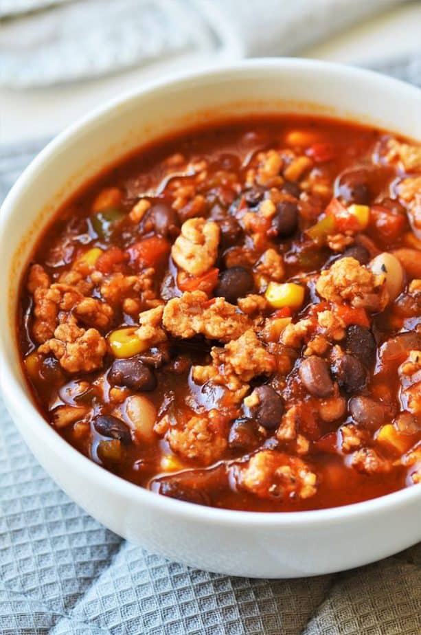 Healthy Turkey Black bean chili made in Instant Pot