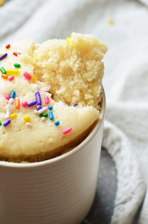 microwave vanilla mug cake spongy soft slice