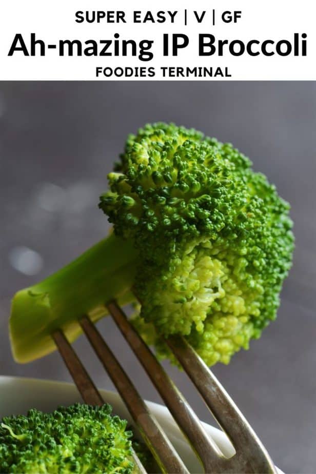 steamed broccoli floret stuck in a form