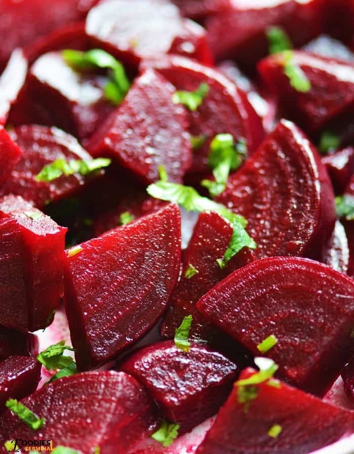 instant pot steamed beets salad with chopped cilantro