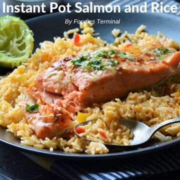 Instant Pot Salmon and rice served with lime
