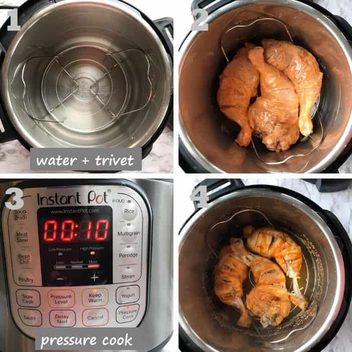 steaming chicken leg quarters in instant pot step by step