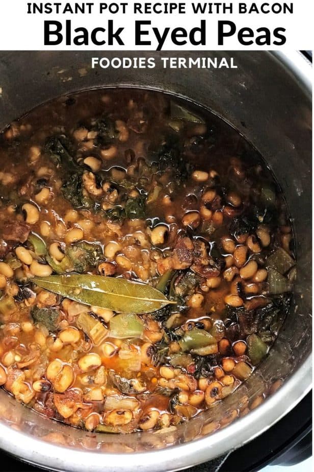 pressure cooker black eyed peas with kale and bacon