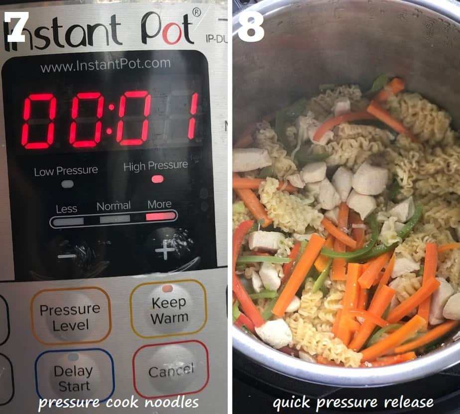pressure cooking ramen noodle stir fry in instant pot