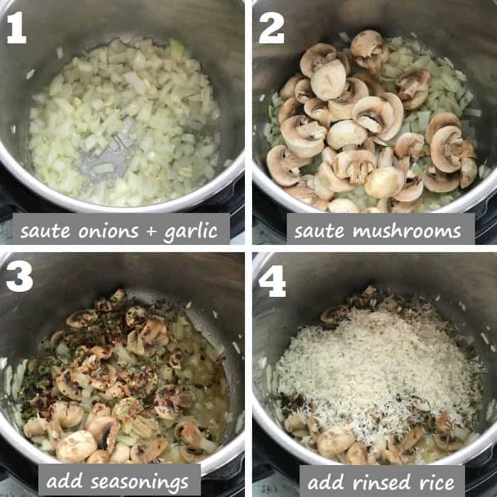 how to make mushroom rice in instant pot step by step