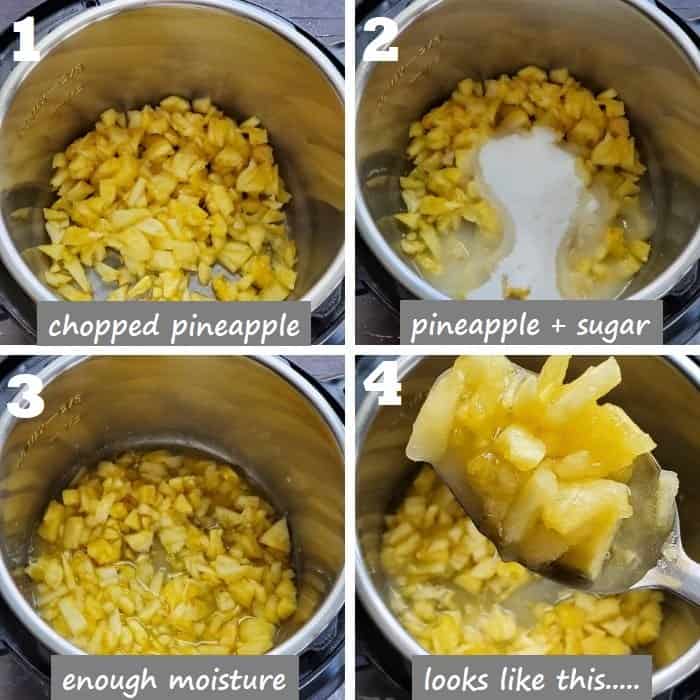 prep fresh pineapple chunks with sugar & lemon juice in instant pot