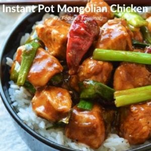 Mongolian Chicken served on white steamed rice