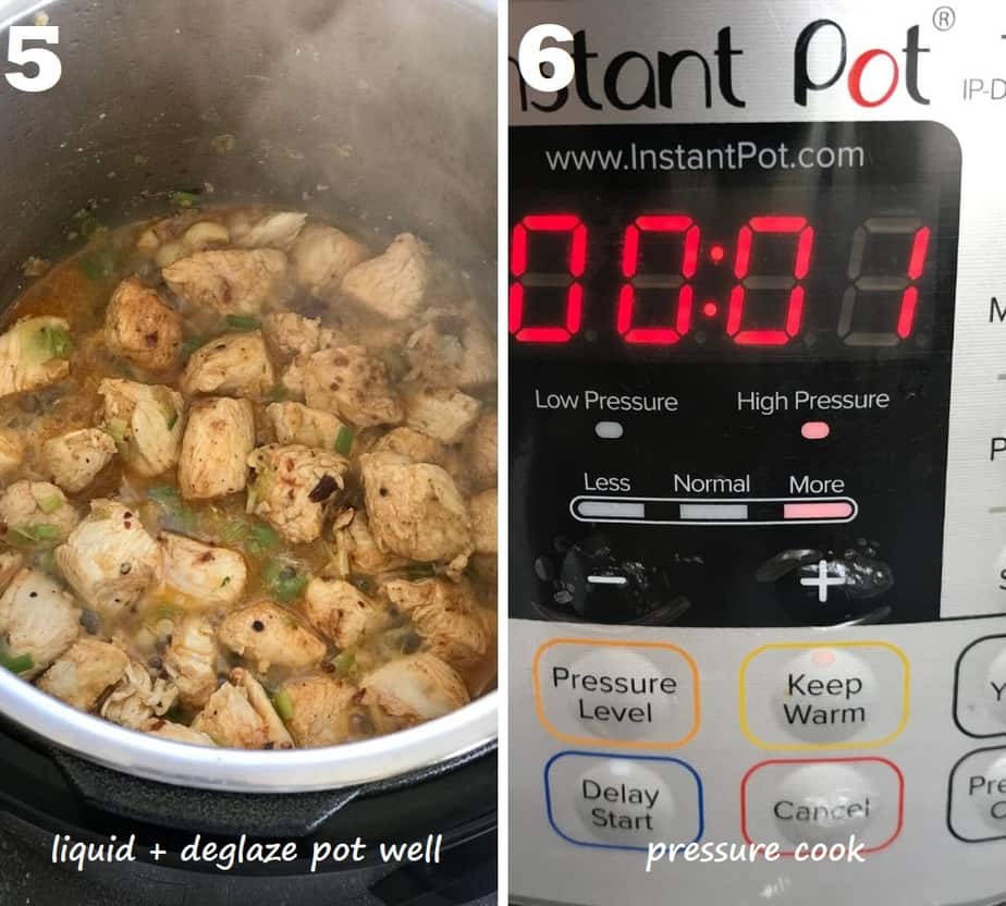 Pressure cooking chicken in instant pot