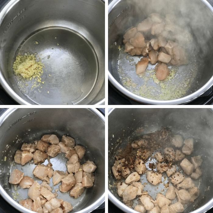 sauteing chicken with aromatics in instant pot step by step photos