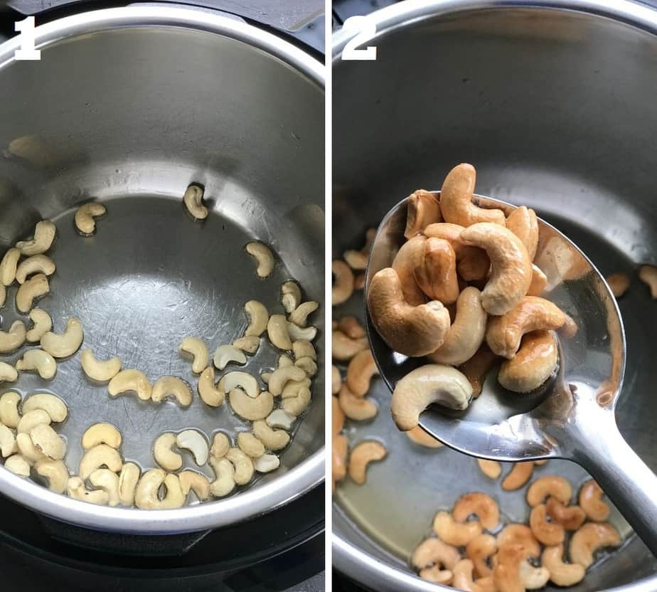shallow frying whole raw cashews in instant pot