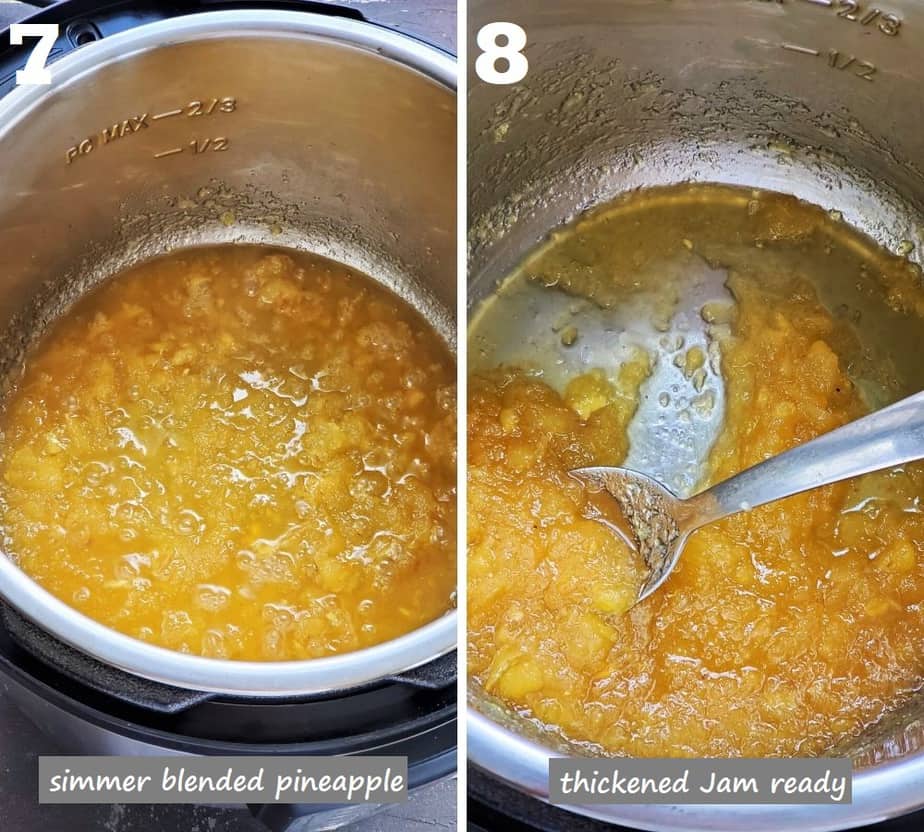 simmer & thicken pineapple jam in instant pot