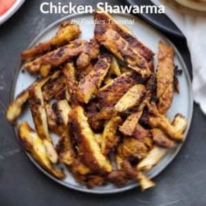 chicken shawarma instant pot on a grey plate
