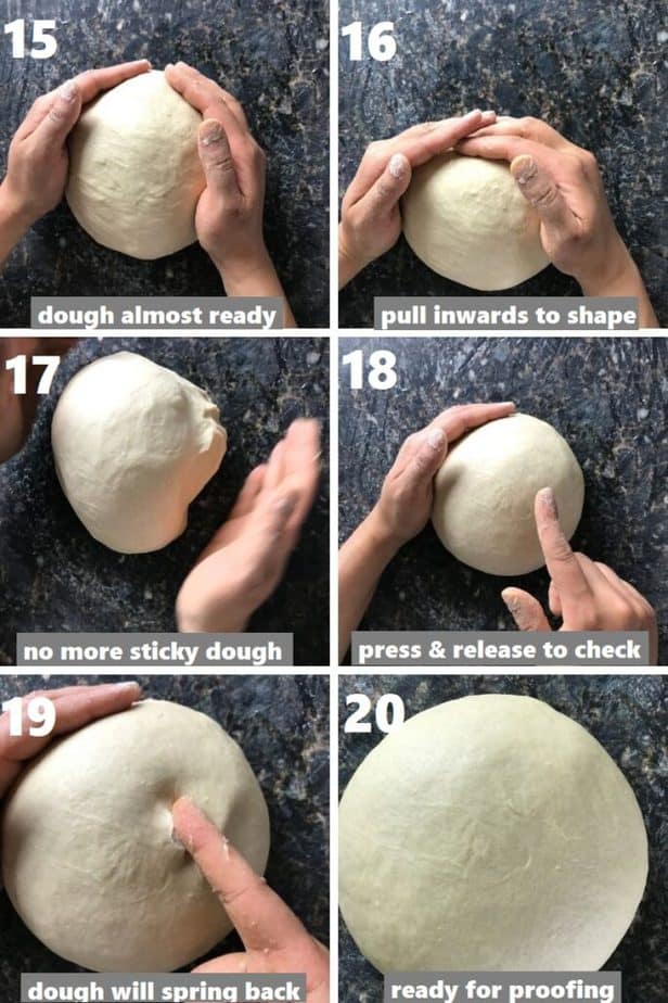forming the dough into a smooth elastic consistency with hands