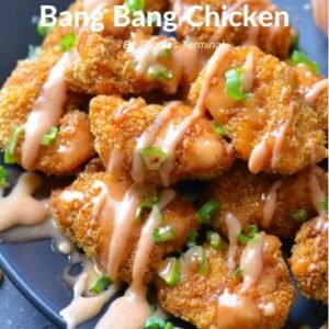 Air Fried Bang Bang Chicken drizzled with bang bang sauce