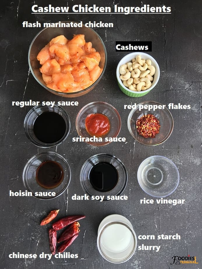 recipe ingredients in bowls on a black surface