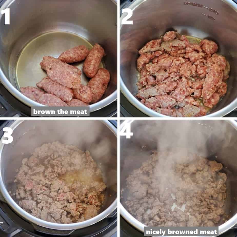 browning the ground pork sausage in instant pot