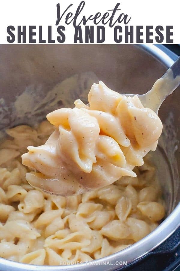 instant pot shells and cheese in a ladle