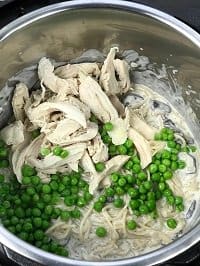 pre cooked chicken shredded and thawed green peas in instant pot