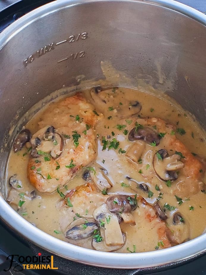 Pork chop marsala in instant pot with creamy mushroom sauce