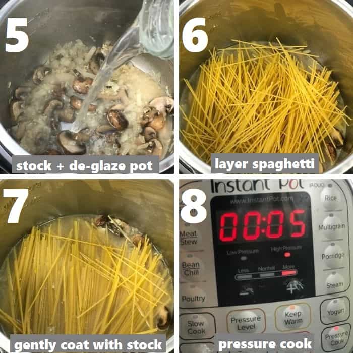 pressure cooking spaghetti pasta