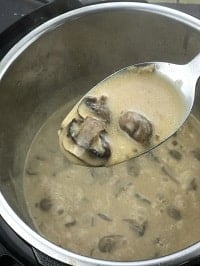 creamy marsala sauce in a ladle
