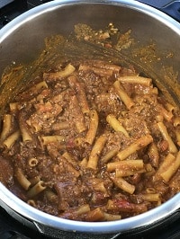 stirred cooked ziti in instant pot