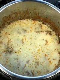 melted cheese on top of instant pot ziti
