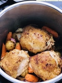 veggies and chicken thighs in instant pot
