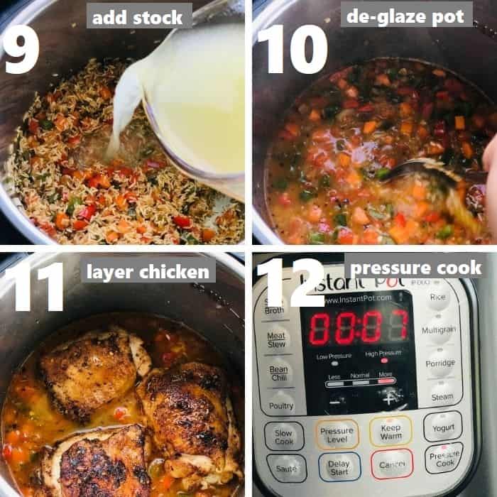 pressure cooking chicken thighs and rice in instant pot